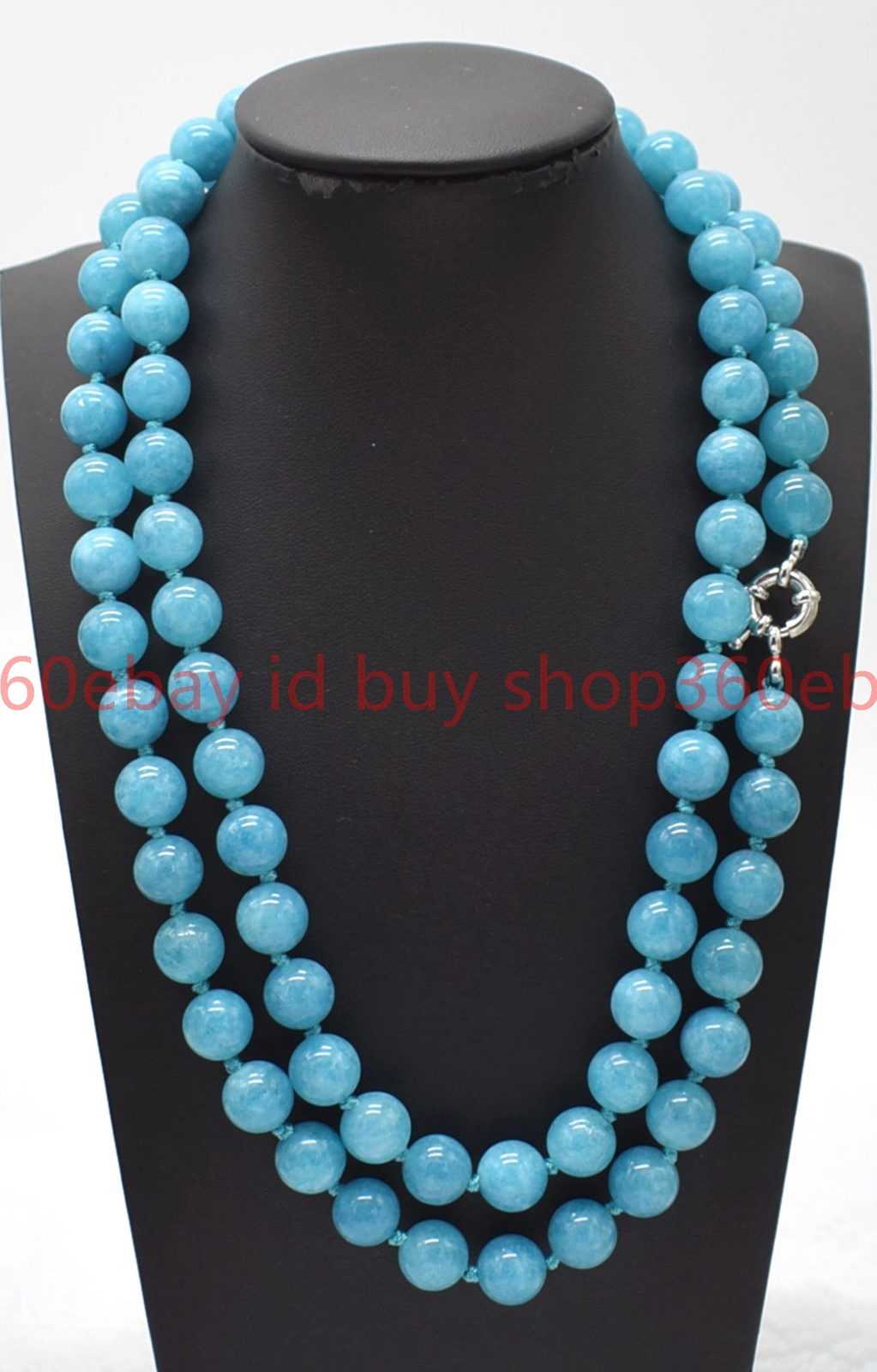 Natural Pretty 8/10/12mm Blue Aquamarine Round Gemstone Beaded Necklace 28-36in