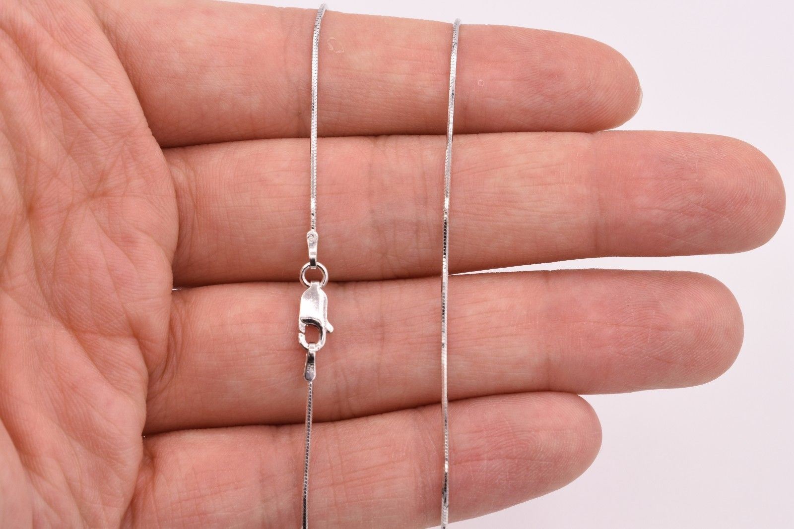 All Shiny Snake Chain Necklace 925 Rhodium Sterling Silver Anti-Tarnish