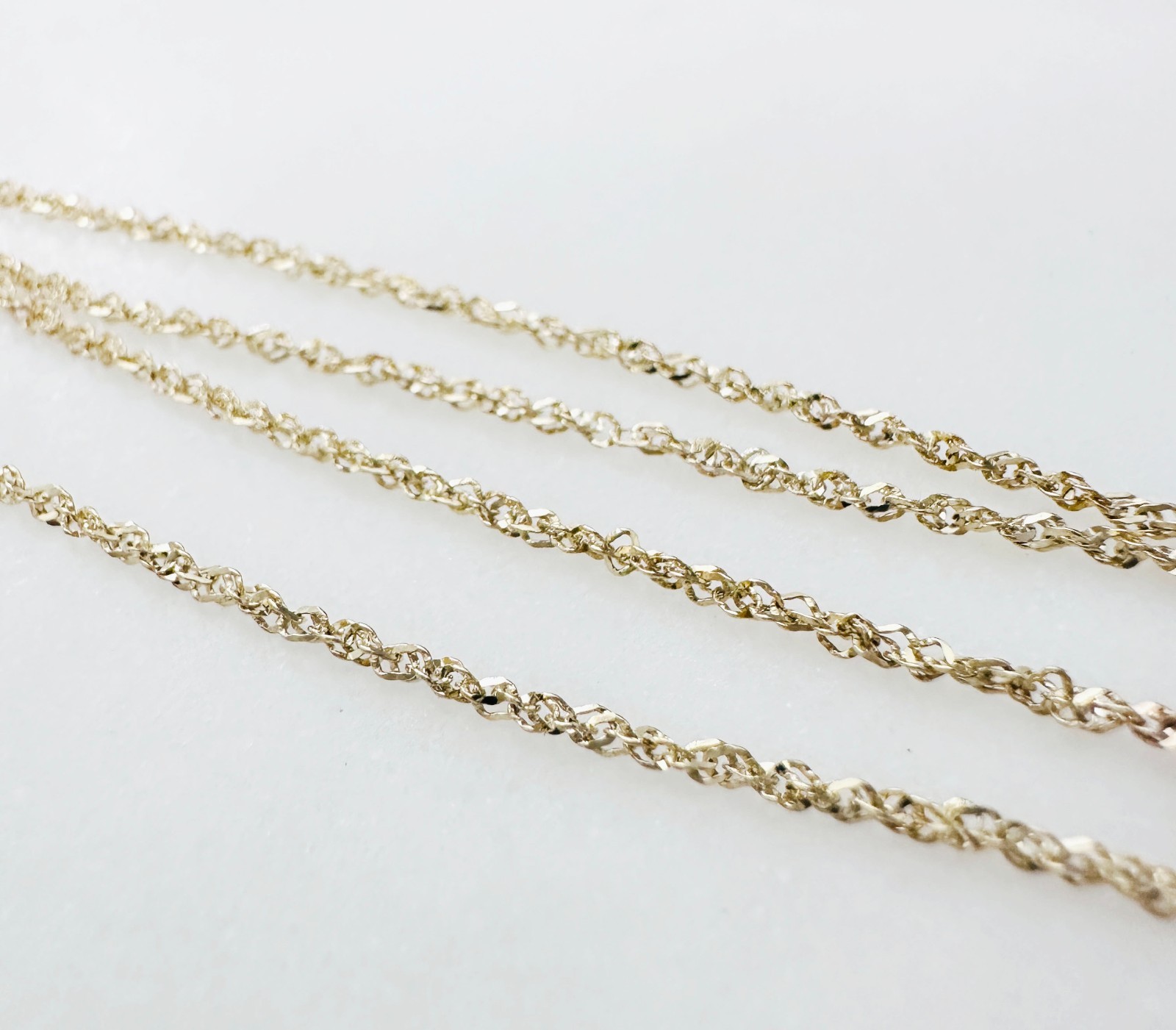 10K Yellow Gold Diamond-cut Prince of Wales Link Chain Necklace, 1.1mm, 17 3/4″