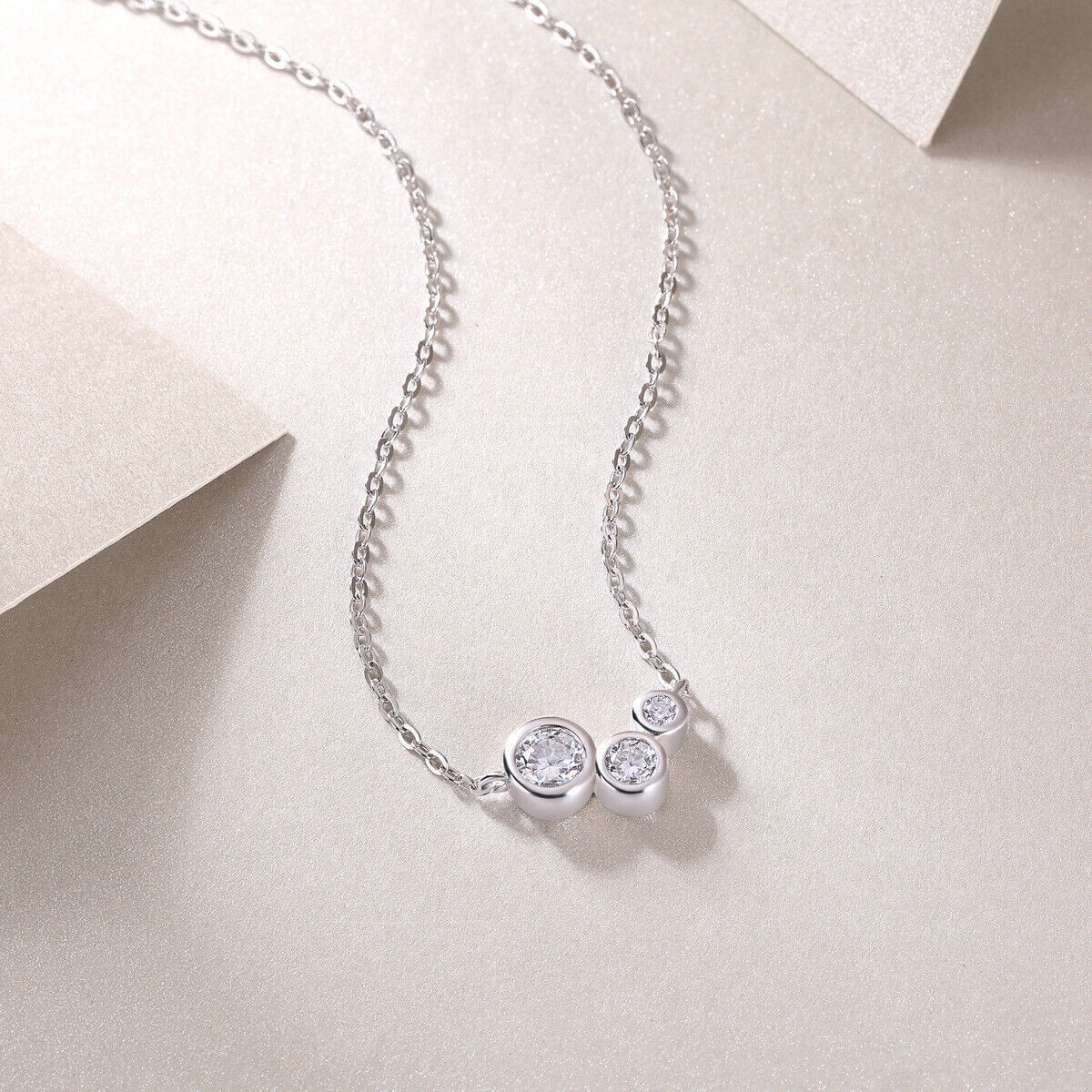 0.43CT VVS1 Round Cut Moissanite Bezel Set Pendant Necklace 925 Sterling Silver