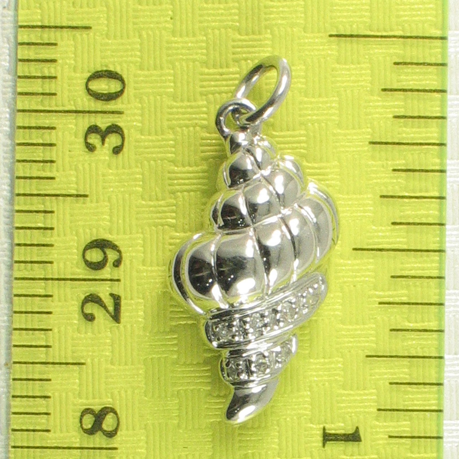14k White Solid Gold Diamonds Beautiful & Unique Conch Pendant Necklace