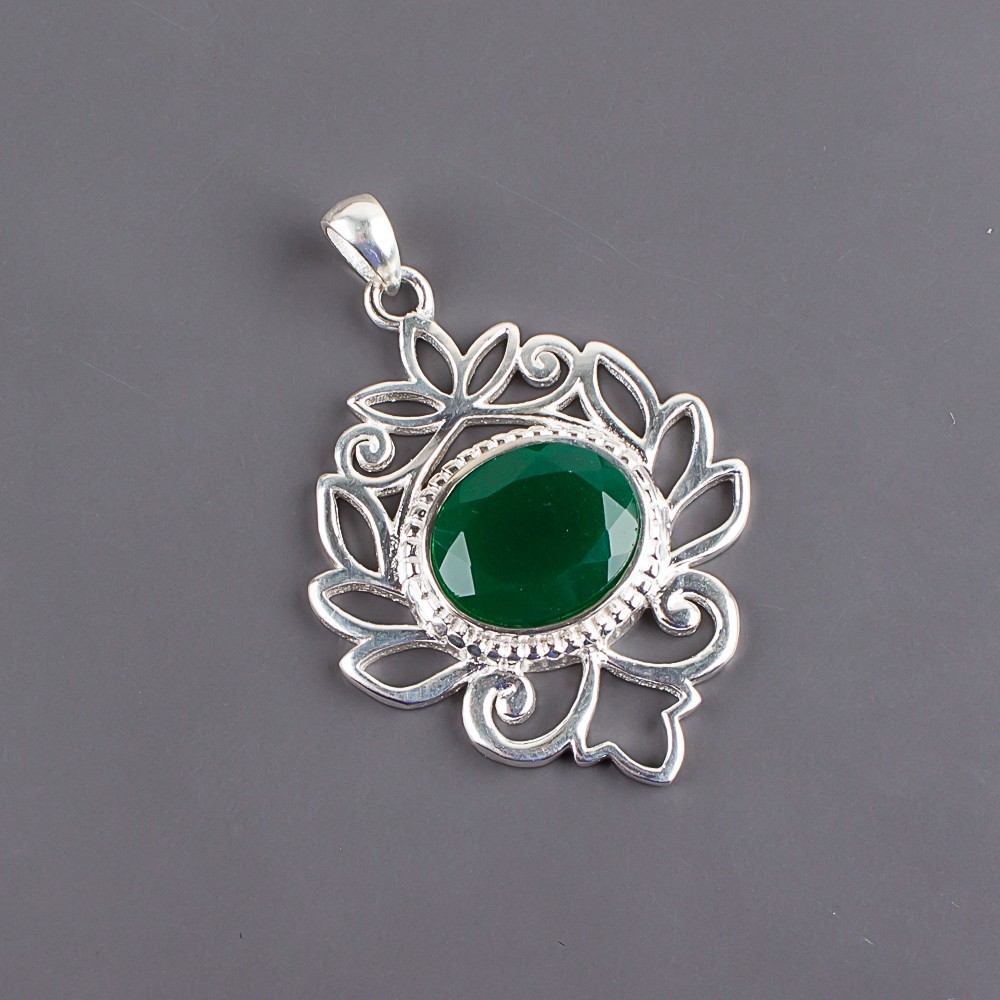 Green Onyx Gemstone Handmade 925 Sterling Silver Jewelry Pendant Gift For Her