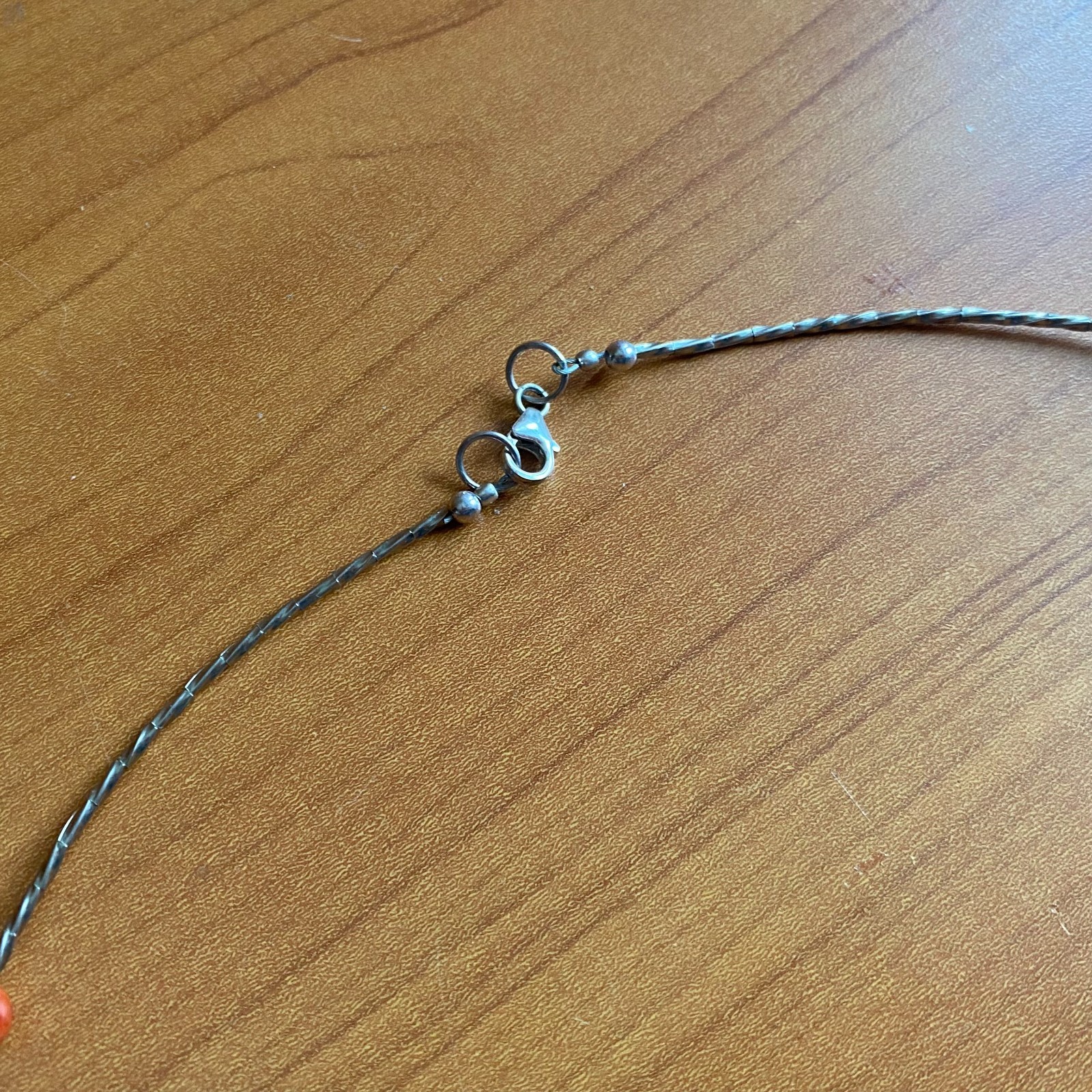 Choker necklace. 925 sterling silver. Plastic inserts with a natural stone imita