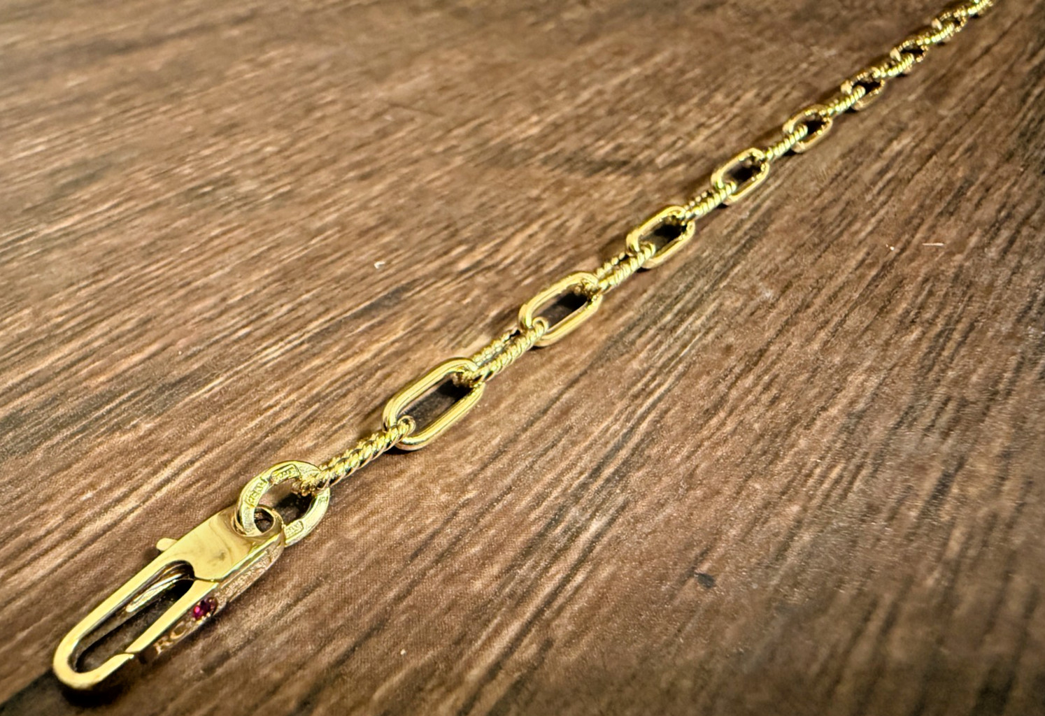 Roberto Coin 18K Yellow Gold Paperclip Chain Necklace Alternating Polish 17″ New