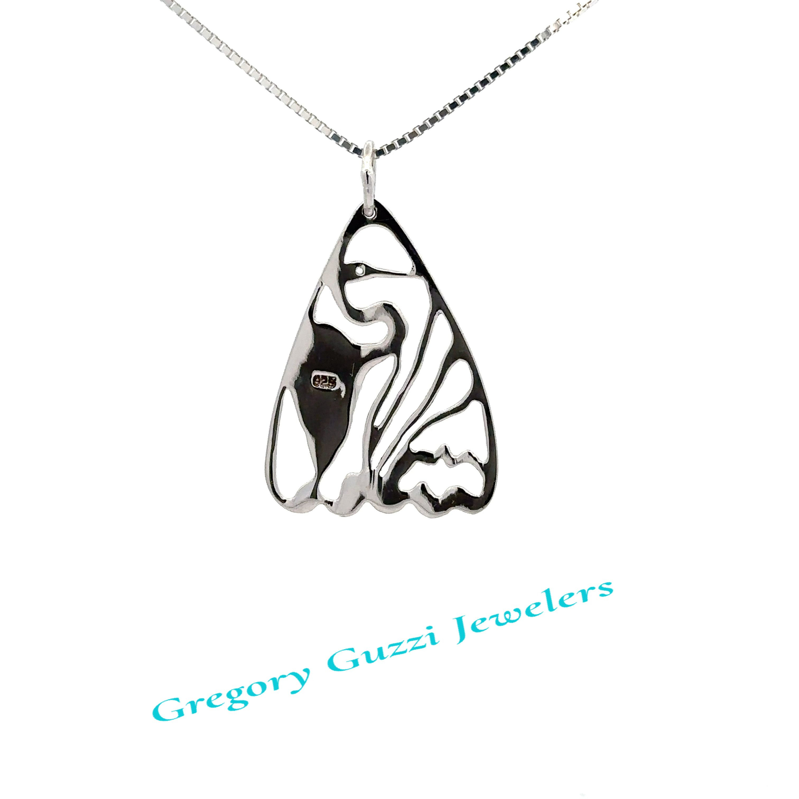 Sterling Silver Blue Heron Pendant (22 x 35 mm)
