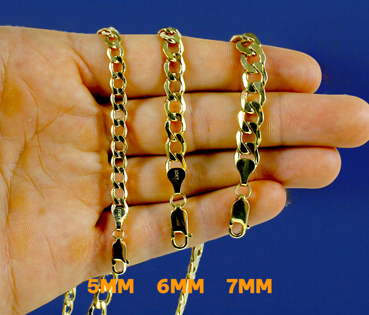 10K Yellow Gold 2mm-8mm Curb Cuban Necklace Bracelet Chain Real Gold 7″-30″