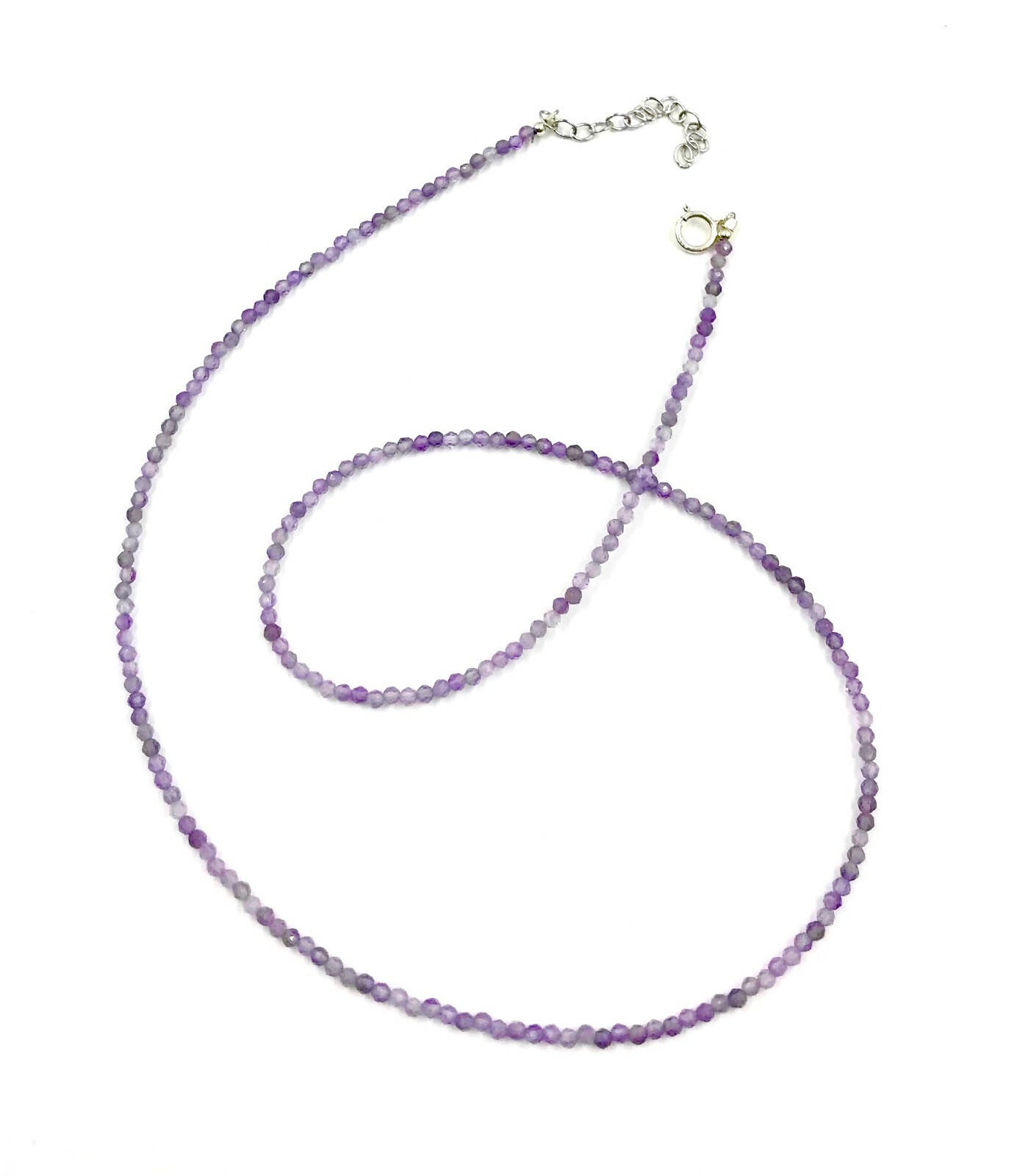 Genuine Amethyst Bead 925 Silver Necklace Jewelry Women Handmade USA SELLER