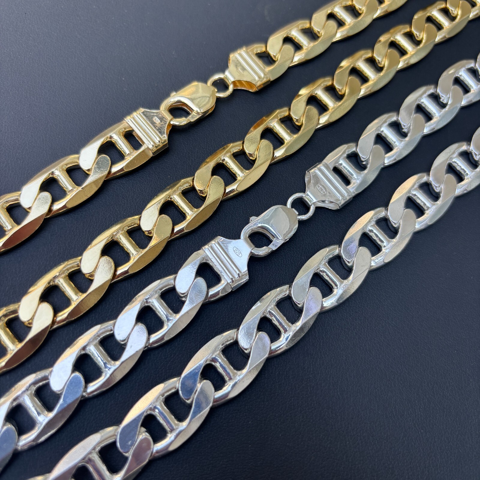 13mm Mariner Chain Necklace – Real Solid 925 Sterling Silver Or 14k Gold Vermeil