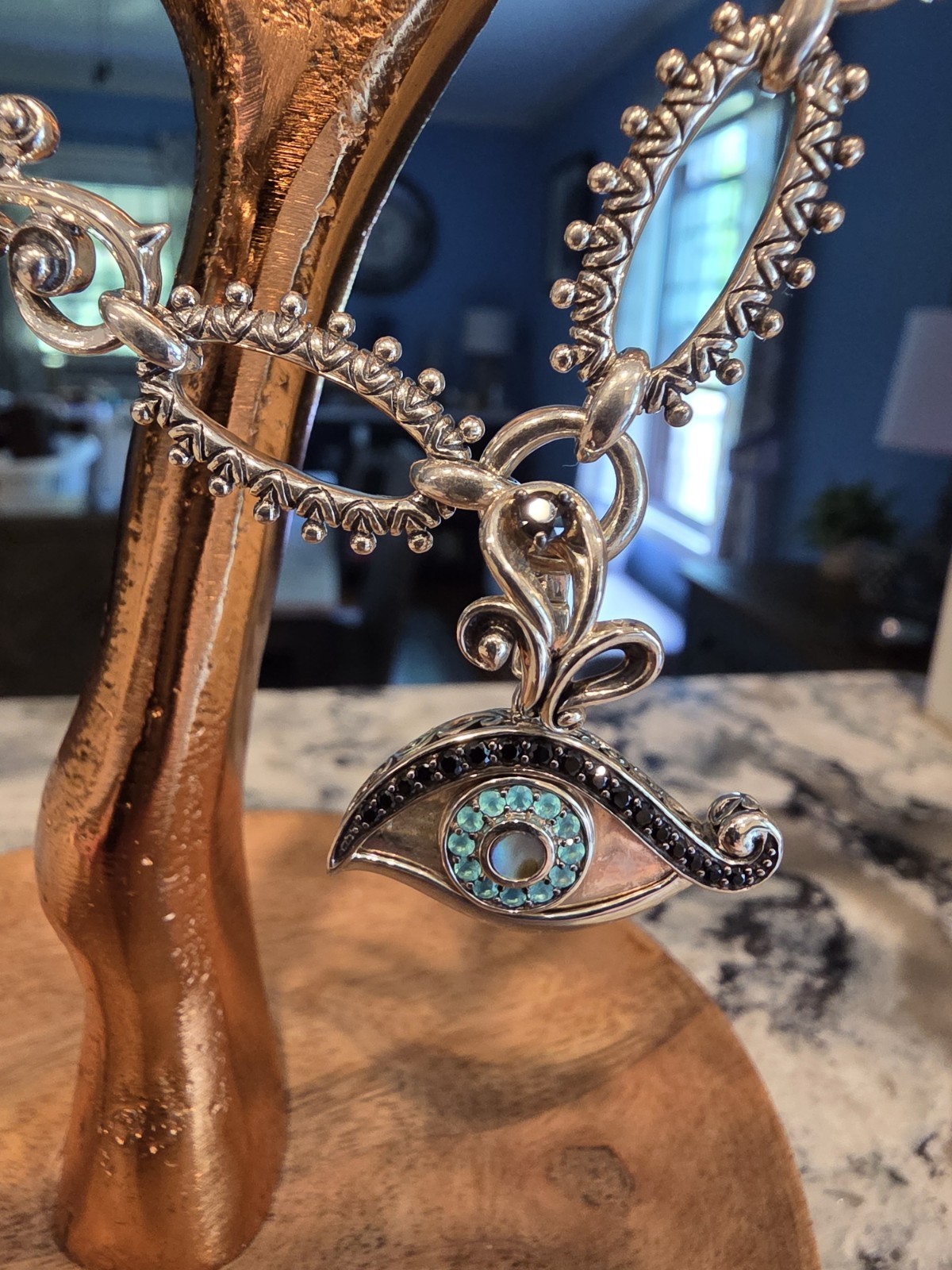 Barbara Bixby Sterling Silver Toggle Clasp Chain Necklace With Evil Eye Enhancer