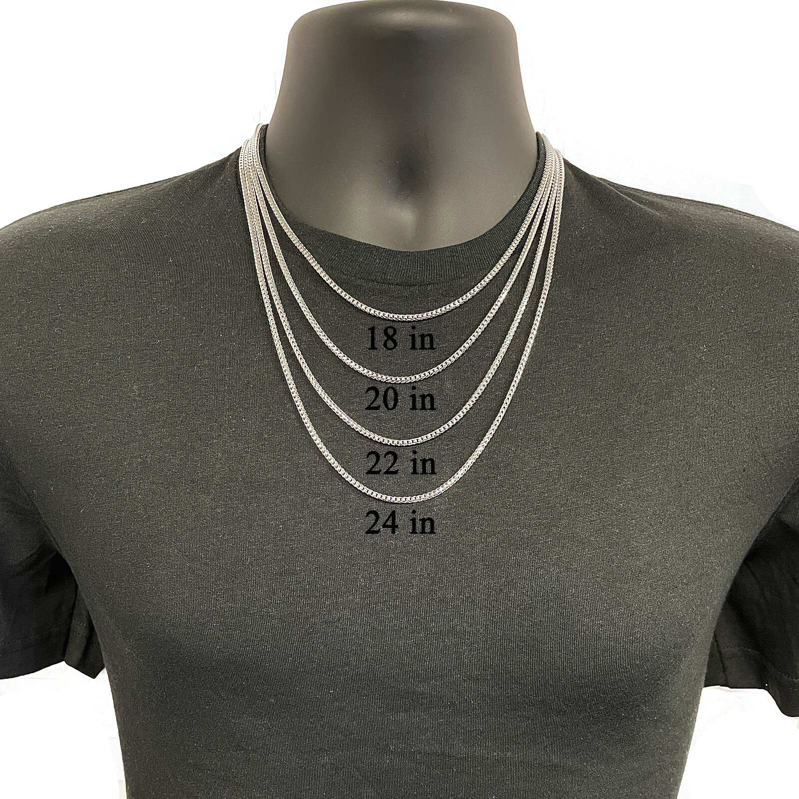 Italian 14k White Gold Solid Diamond Cut Franco Chain Necklace 18″ 2.7mm 18.1g