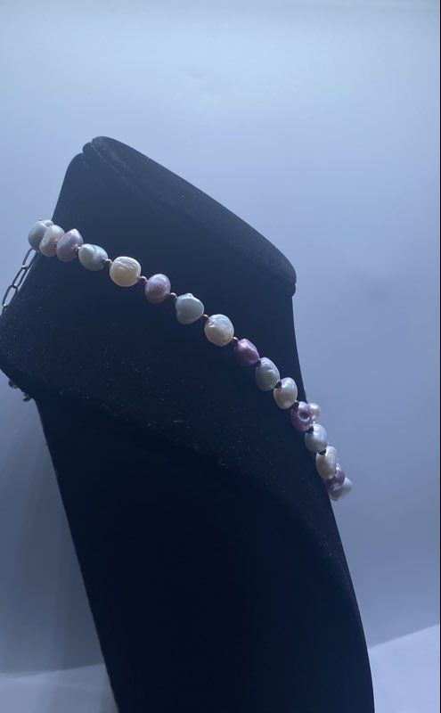 Sterling Silver 925 Multi-Color Freshwater Pearl Necklace 18.5″ 31.2g