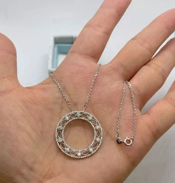 Art Deco Style 2Ct Round Lab Created Diamond 14K White Gold Plated Women Pendant