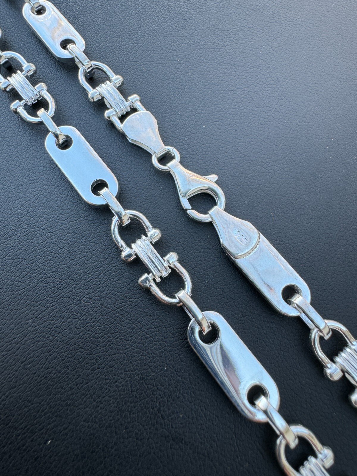 Real 925 Sterling Silver Custom Ferragamo Link Chain Necklace 7.5mm 18-30″ ITALY