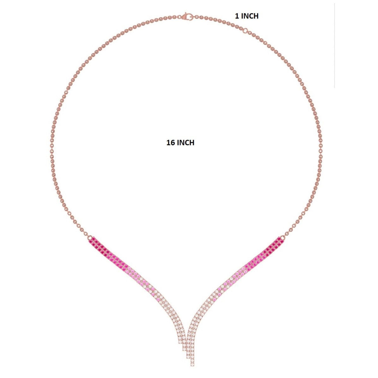 2.37 ct Natural Diamond Double Row Y Necklace 14K Gold Solid Gold Bridal Pave