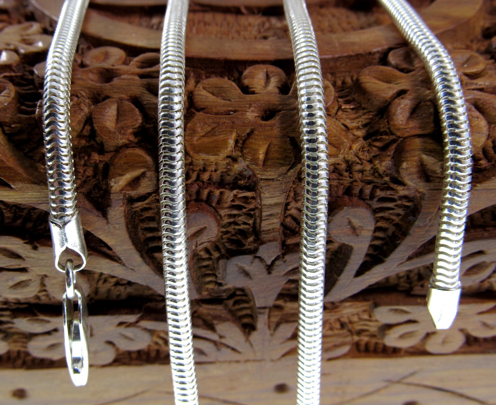 3MM Solid 925 Sterling Silver Italian ROUND SNAKE Chain Necklace, Made In Italy
