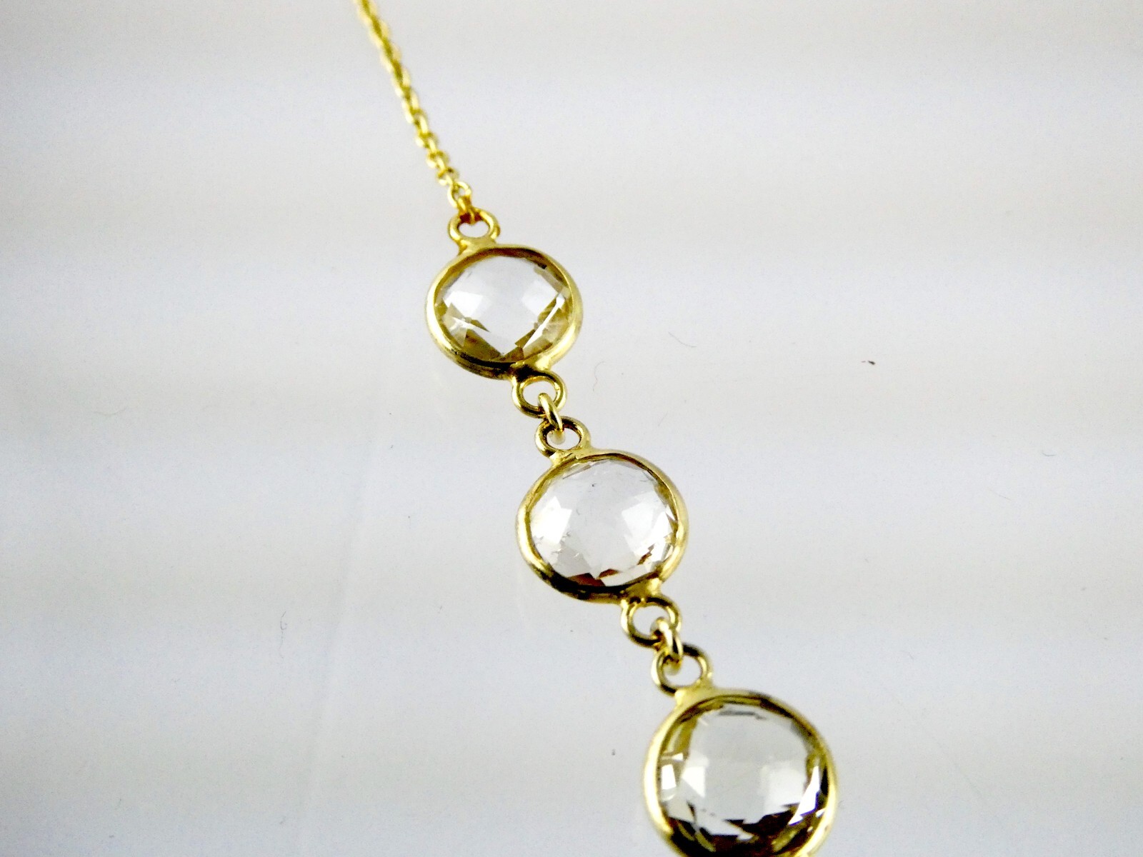 Designer A Gilt Sterling Silver Faceted White Topaz Link Chain Necklace 925 19In