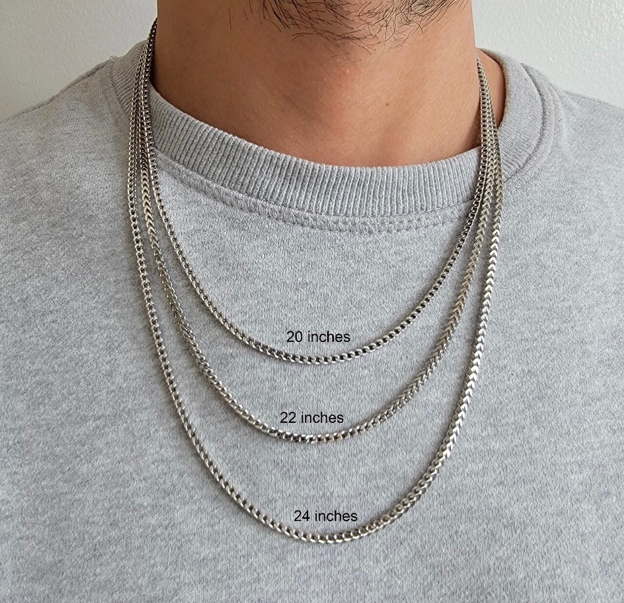 Italian 925 Solid Sterling Silver 2.7MM Franco Link Box Chain Necklace Unisex