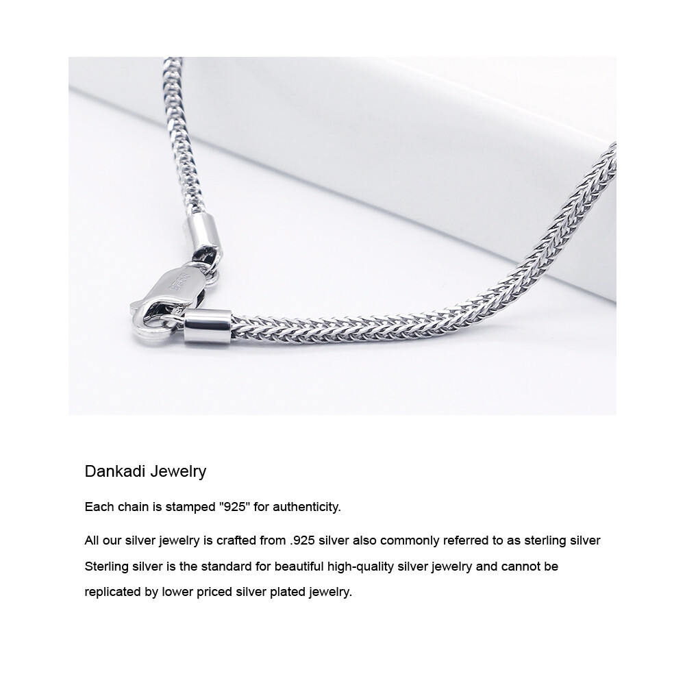 Solid 925 Sterling Silver 2mm Foxtail Chain Necklace 18″ to 28″ for Women & Men