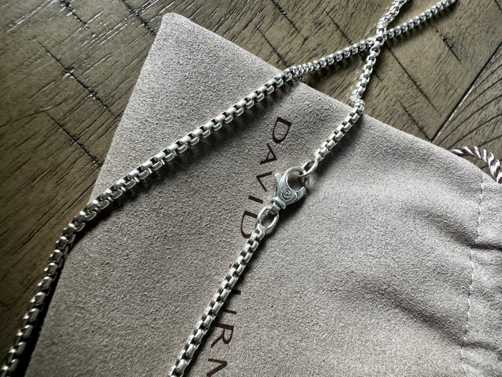 David Yurman 2.7mm Sterling Silver Box Chain Necklace 22” Mens 925 Silver w/ Box