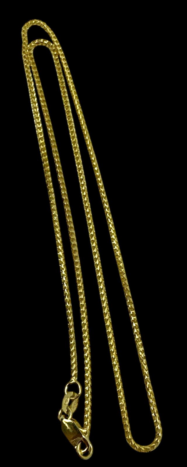 Wheat Spiga Chain Necklace in 14K Solid Yellow Gold 16.5″in 1.33mm Thickness