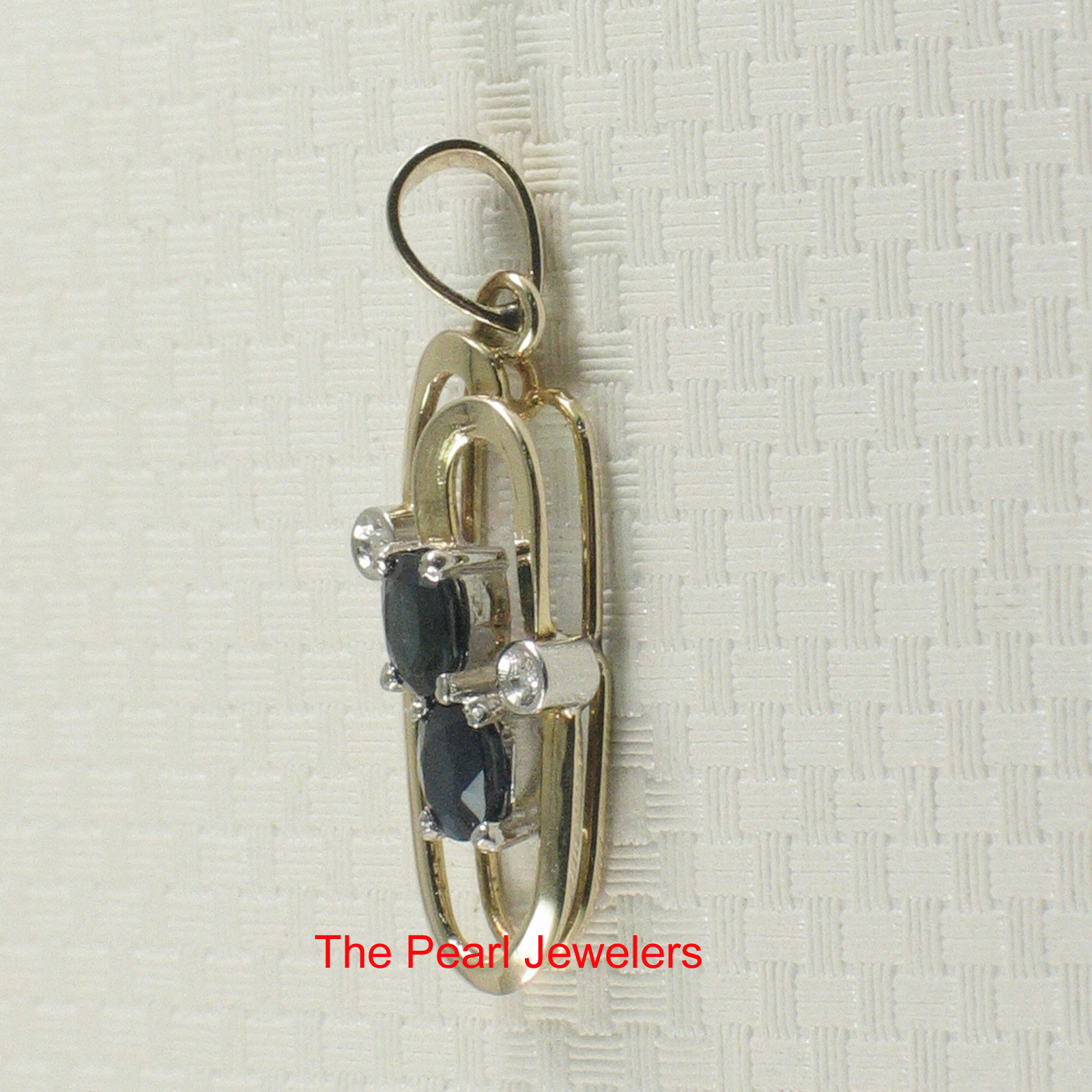 Unique Design 14KT Yellow Solid Gold Genuine Diamond Sapphire Pendant TPJ