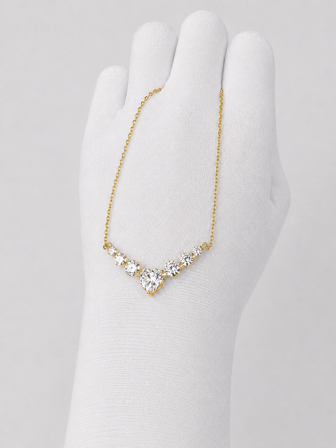 925 Sterling Silver Genuine Moissanite Heart Necklace | 16–17” Adjustable Chain