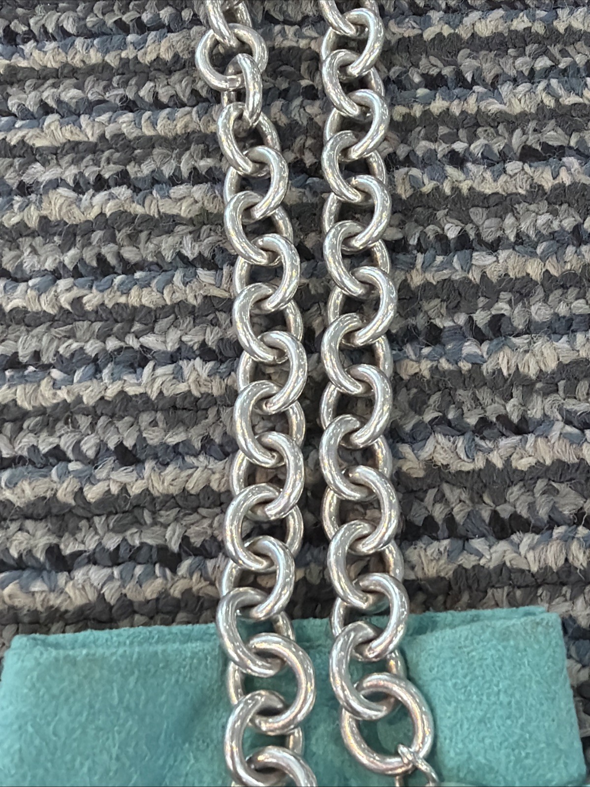Authentic Tiffany & Co. Return to Tiffany Heart Tag Toggle Necklace 16” W/ Pouch