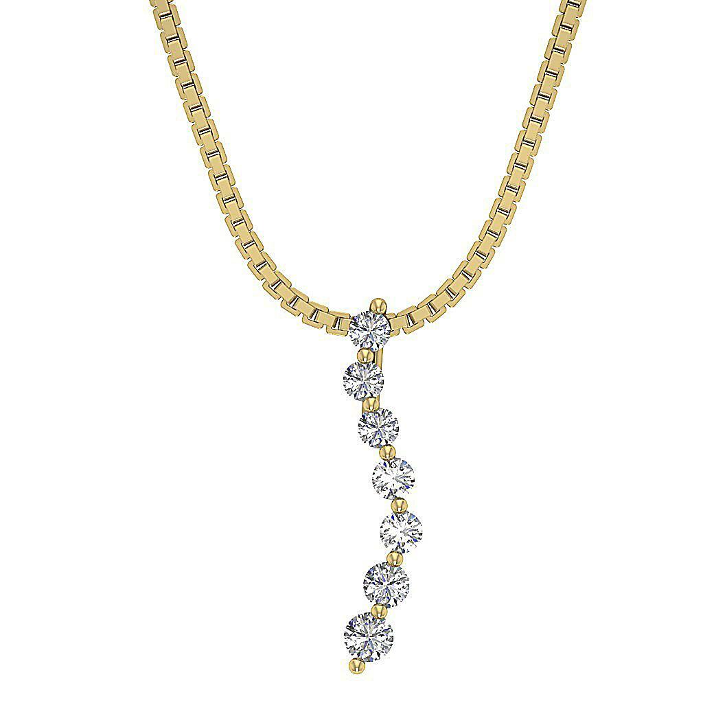 Journey Pendant Necklace I1 G 0.50Ct Genuine Diamond White Gold Prong Set 1 Inch
