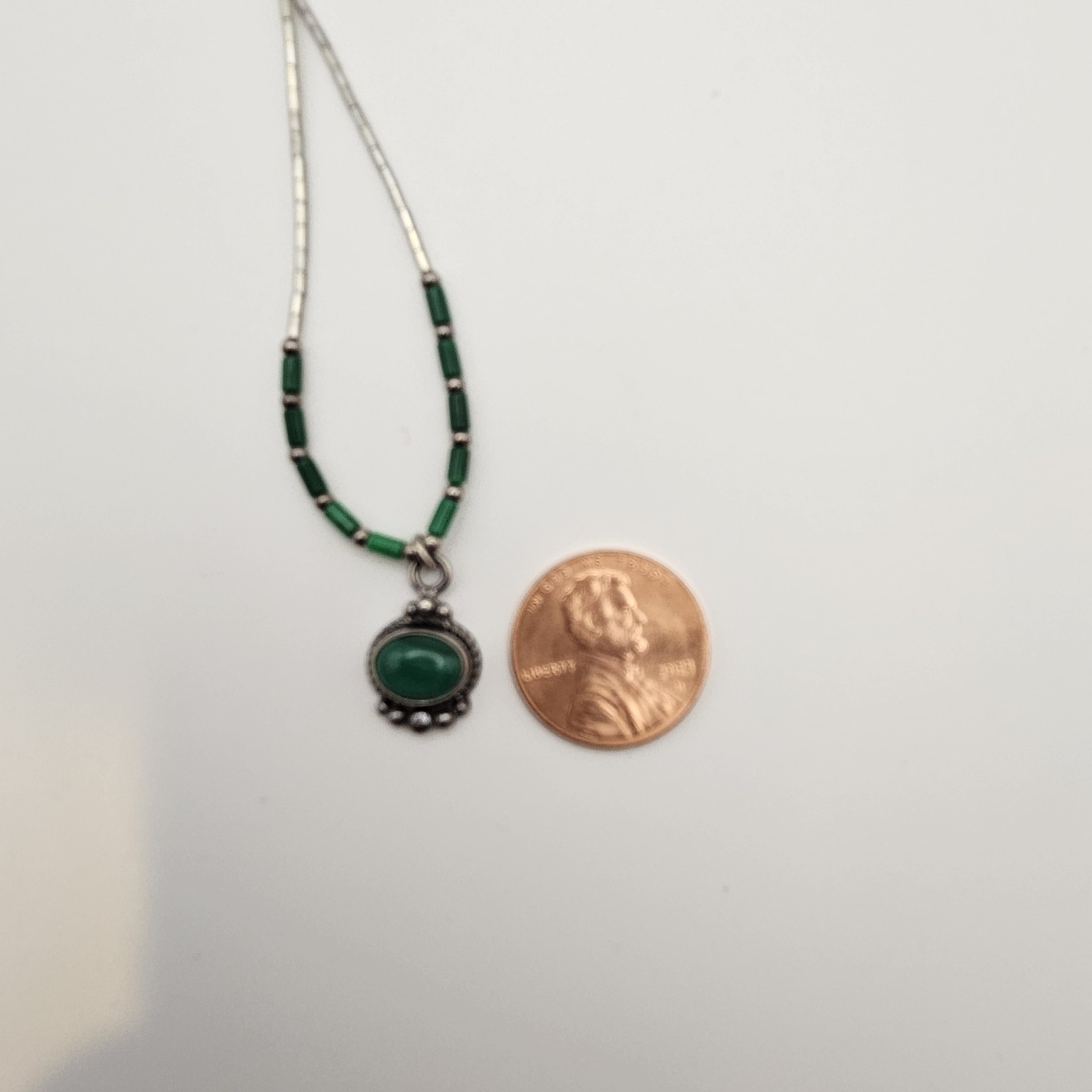 925 Sterling Silver Malachite Liquid Silver Southwestern Boho Necklace