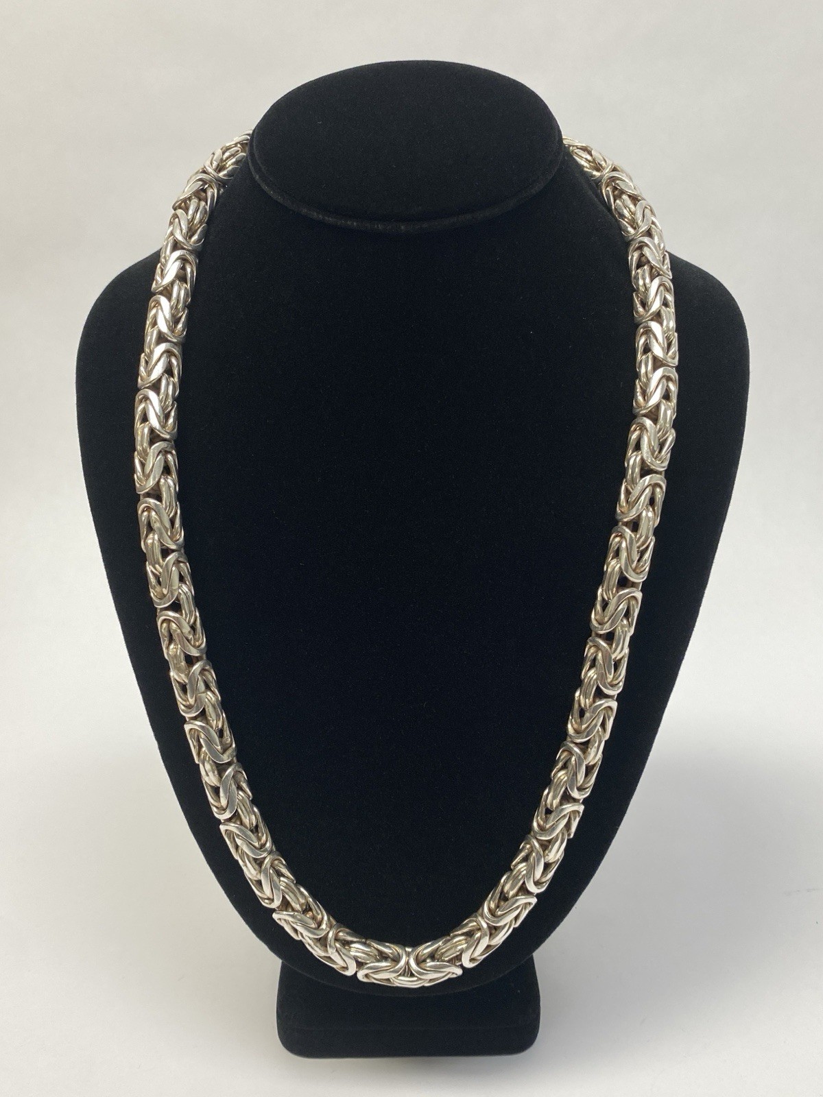Men’s 9mm 24″ Byzantine Rope Chain Solid 925 Sterling Silver Hook Clasp 299.7g