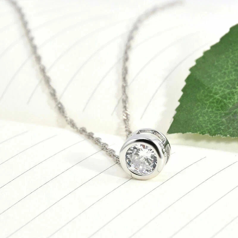 1.00 Ct Certified Round Shape Diamond Women’s Solitaire Pendant 14K White Gold