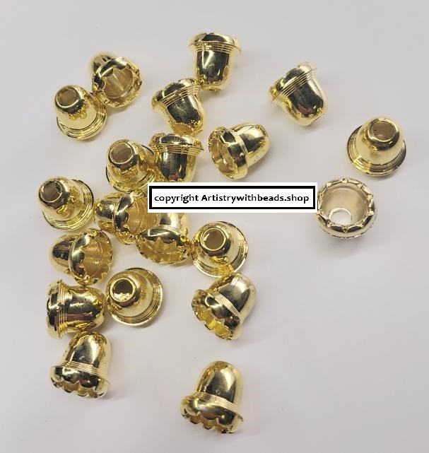 20 Cones Tassel Crafts Jewelry Making Gold Pl ABS 17mm Necklace Cord Ends FPB104