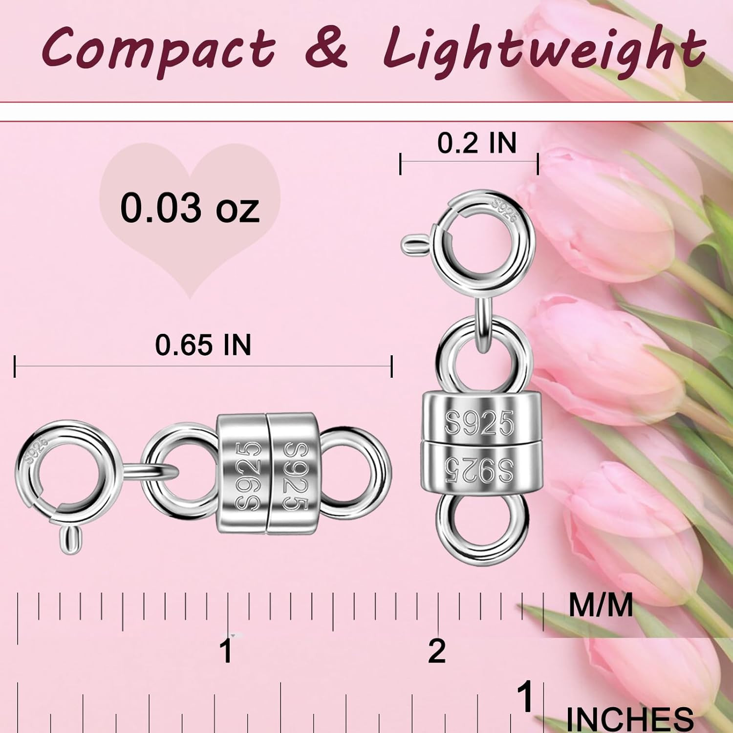 925 Sterling Silver Magnetic Necklace Clasps and Closures Min Magnetic Clasps fo