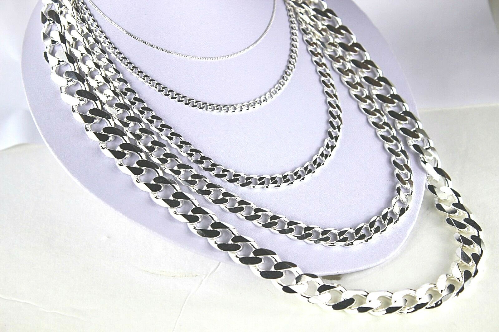 .925 Sterling Silver Cuban Link Chain Necklace 1.5mm ~15mm Men Women 16″~40″