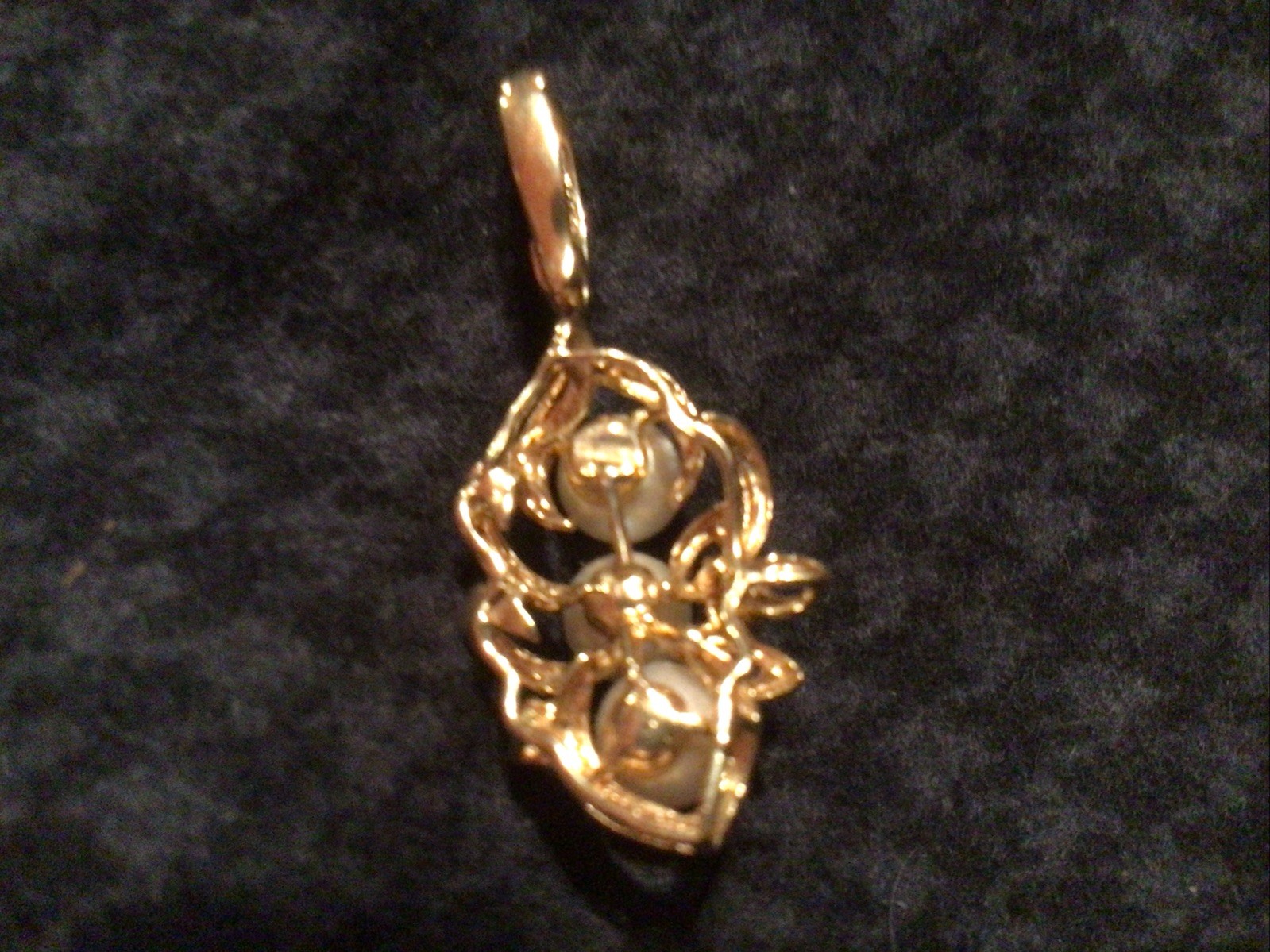 14k Gold Pearl Diamond Charm Pendent Enhancer Pearls Heavy 3.4 Grams