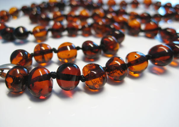 Genuine Cognac Amber Beautiful Baltic Amber Necklace/Pendant Heart 21 in !!!