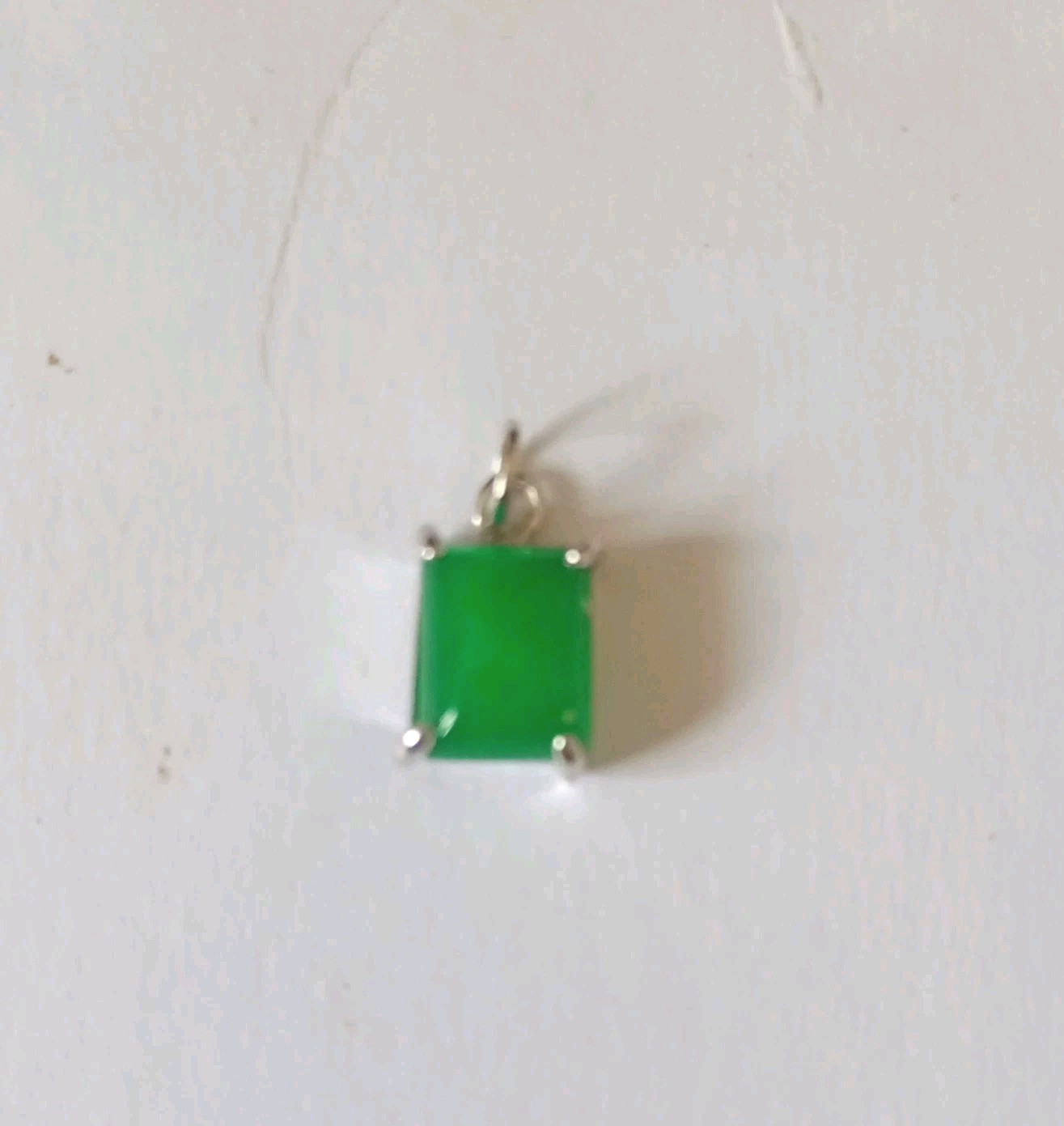 Green Jade Pendant water drop white gold plated Settings