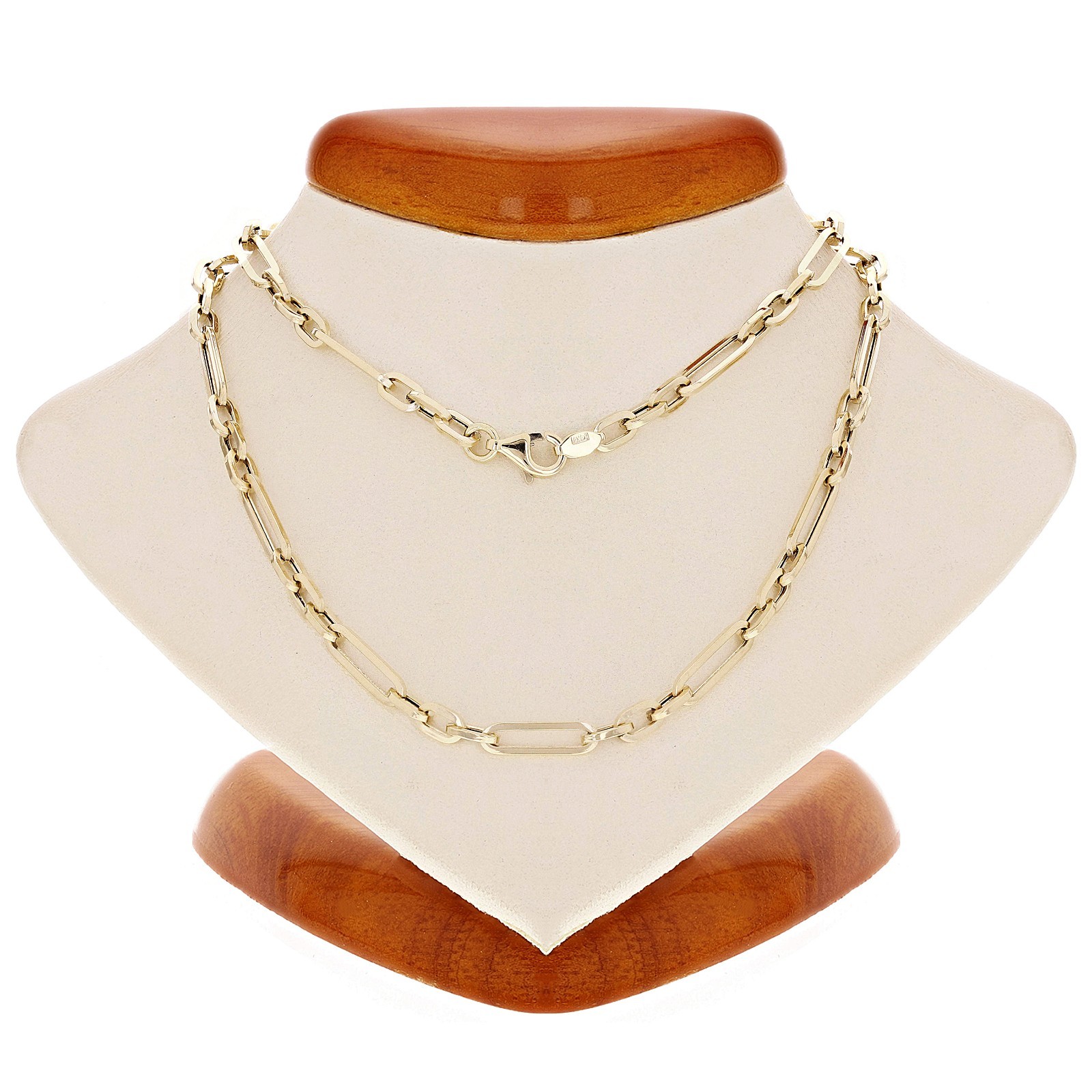 Italian 14k Yellow Gold Hollow Paper Clip Chain Necklace 18″ 3.3mm 3.4 grams