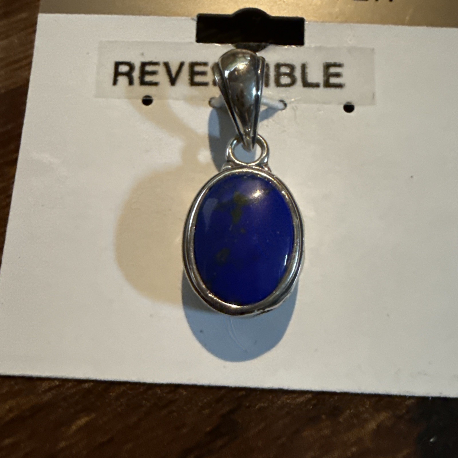 Sterling Silver Blue Lapis Oval Pendant Reversible NWT