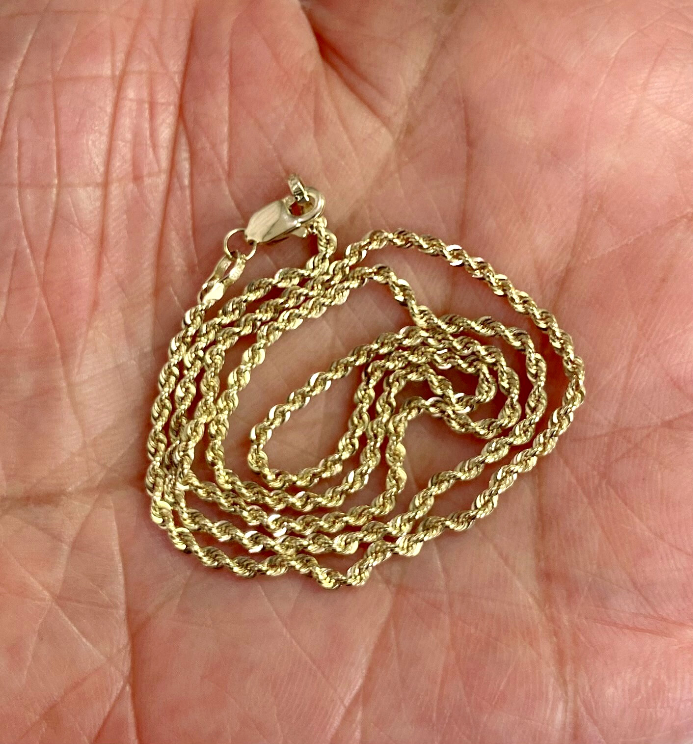 HSN Michael Anthony Jewelry Solid 10KYellow Gold Glitter 22″ Rope Chain Necklace