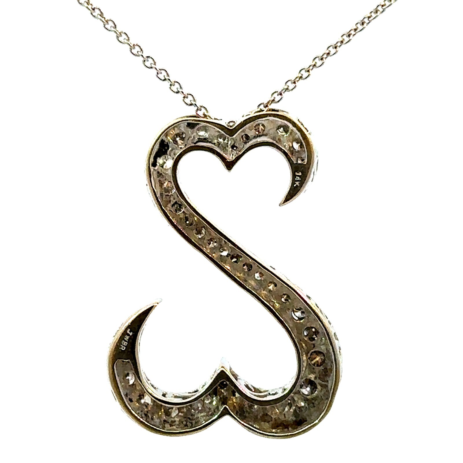 Jane Seymour 14K White Gold Diamond Open Heart Pendant With 18 Inch Chain