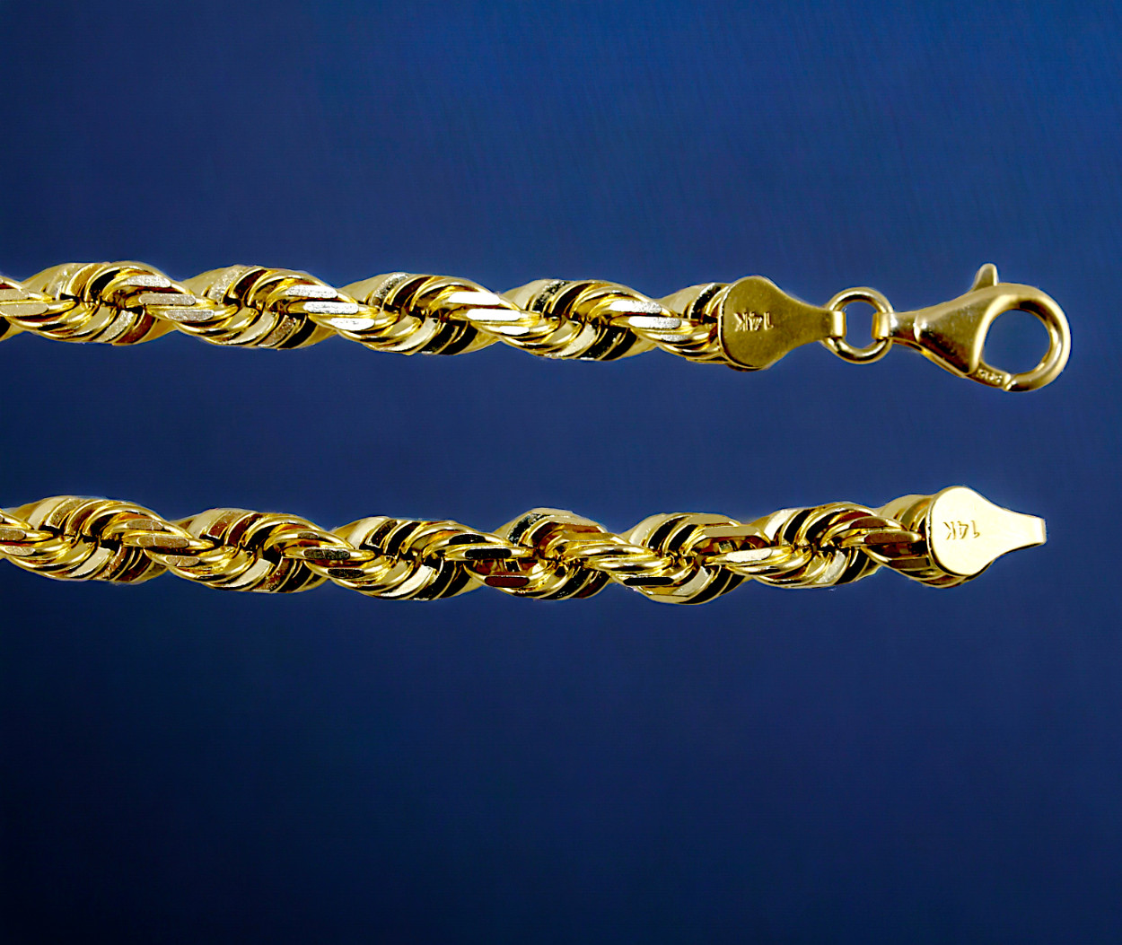 14K Yellow Gold 1mm-10mm Rope Chain Necklace Diamond Cut All Sizes Real