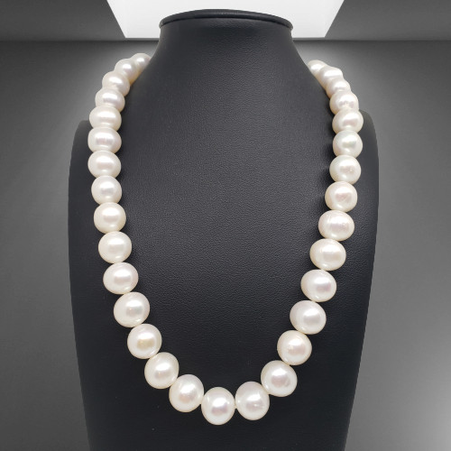 16″ Cultured Pearl Opaque Strand Necklace 11-12MM