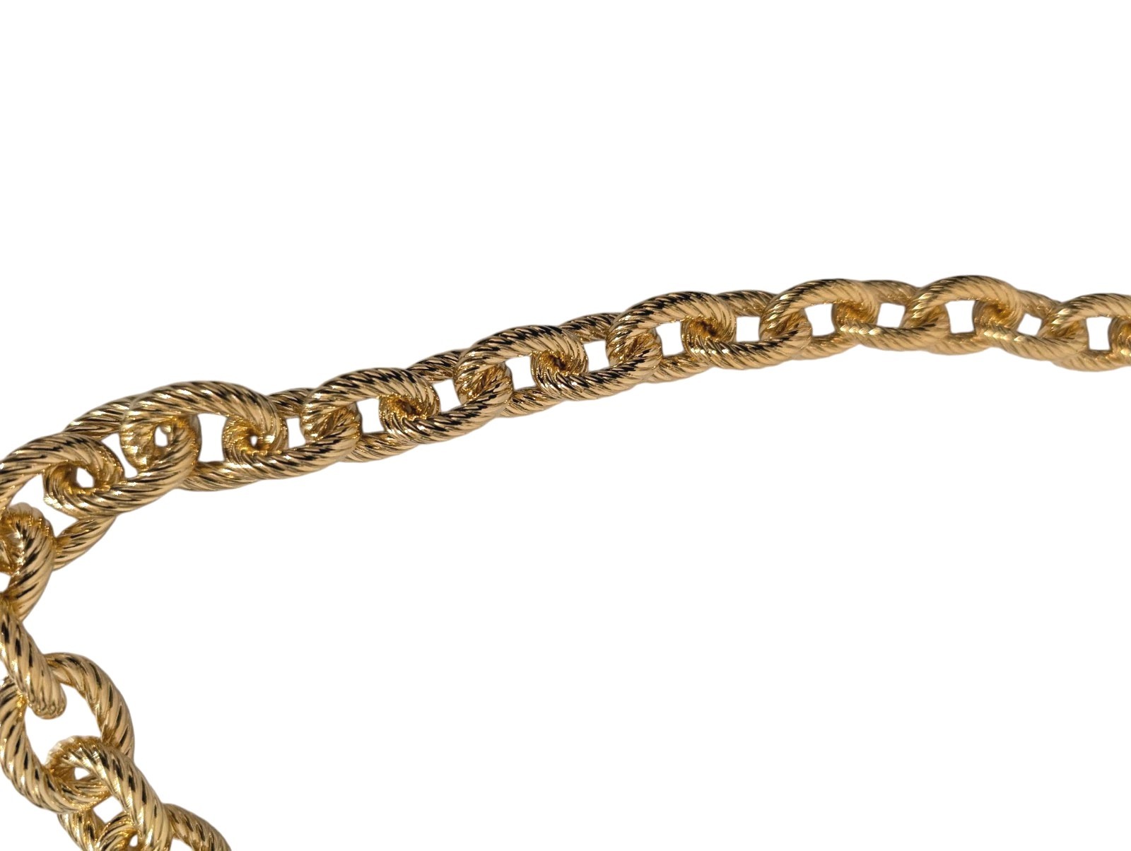 Soave Oro 14K Gold Electroform Twisted Rolo Tapered Chain Necklace-20″-NWT-$800