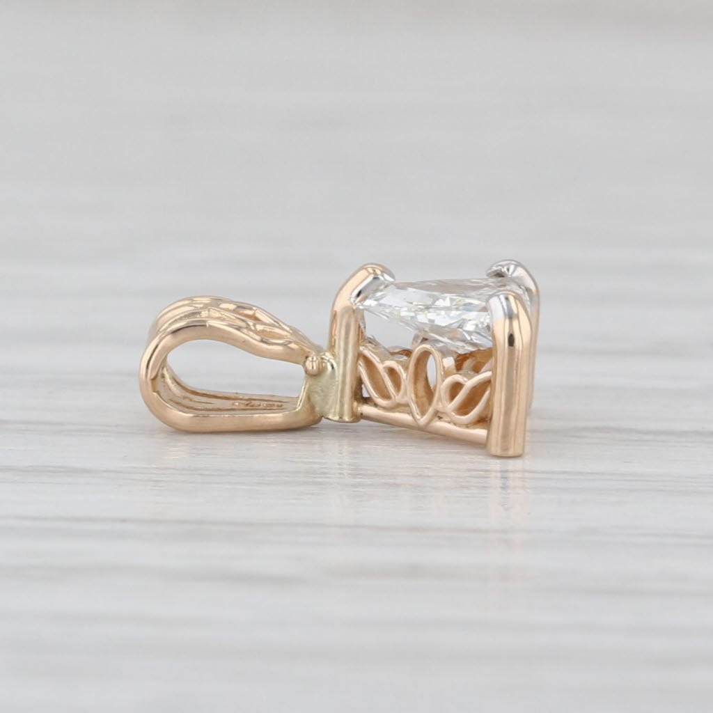 0.50ct Trillion Solitaire Pendant 14k Yellow Gold Small Drop