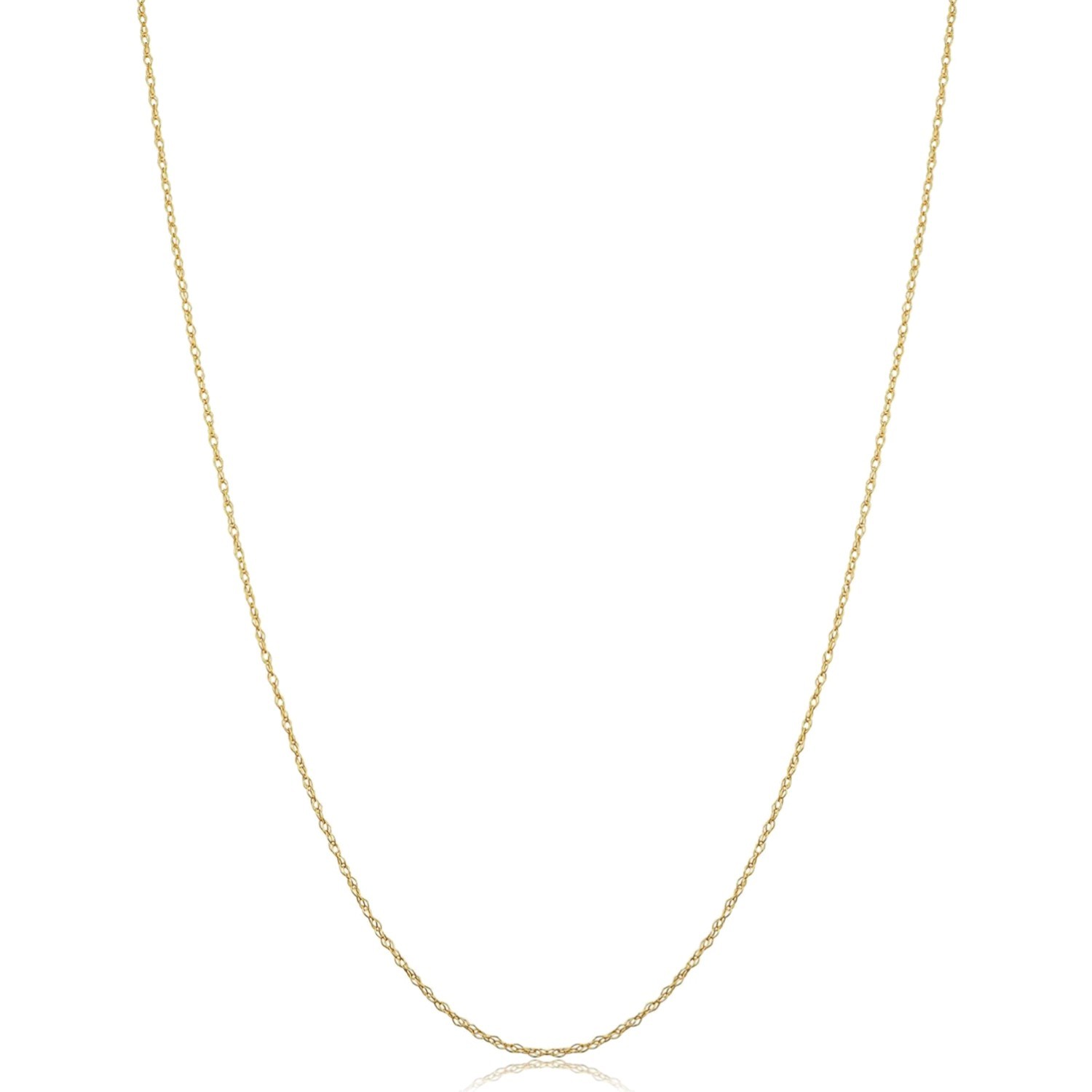 Womens Classic Rope Chain – 10K Yellow Gold Barely-There Necklace, Thin Lightwei