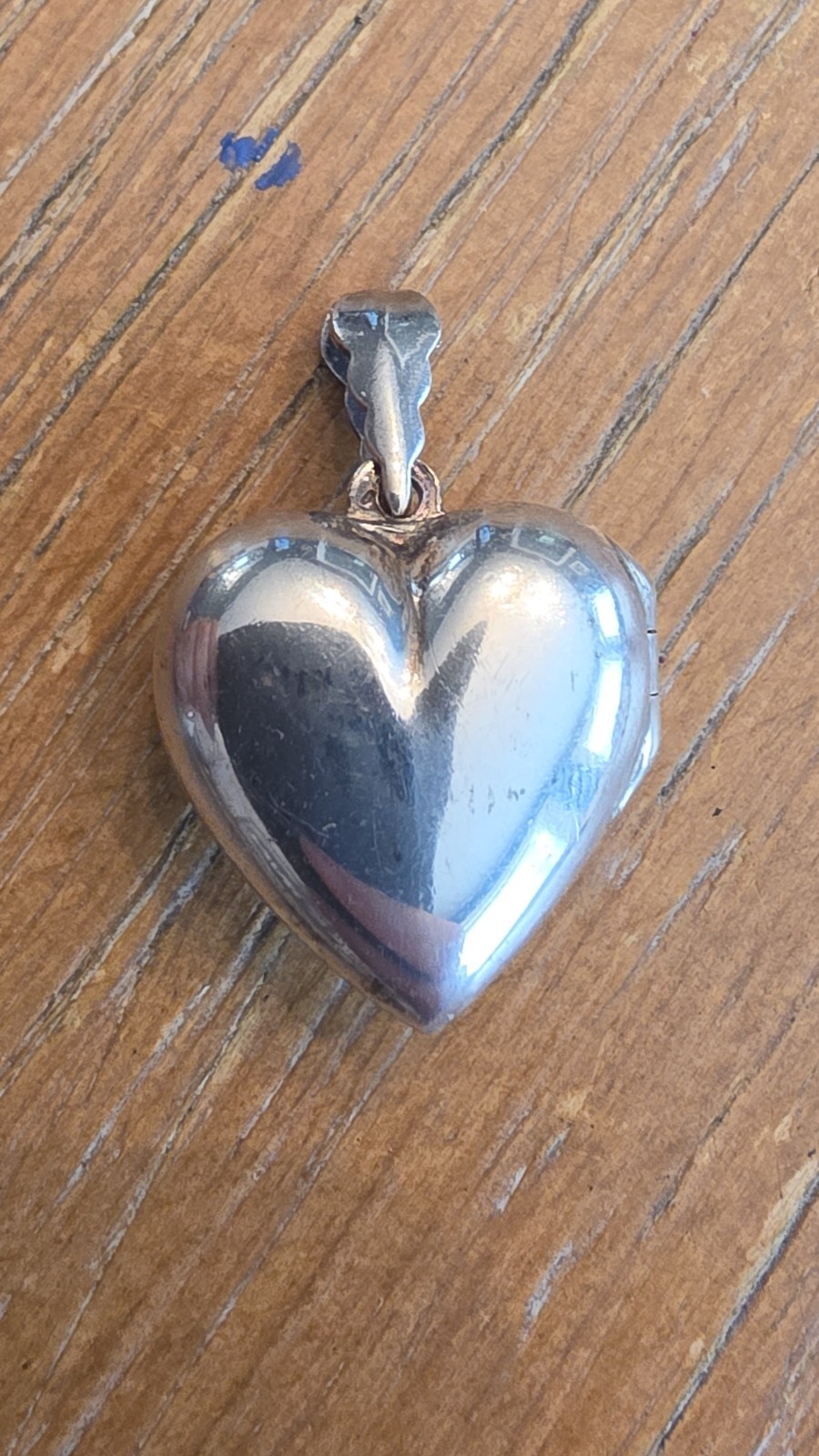 Sterling Silver .925 Puffy Heart Locket Pendant With Amethyst Stone
