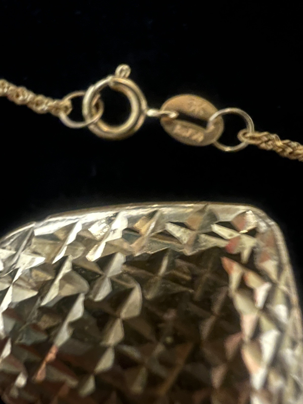 Genuine 18K Solid Gold Diamond Cut Heart Pendant Necklace 18″ Rope Chain 750