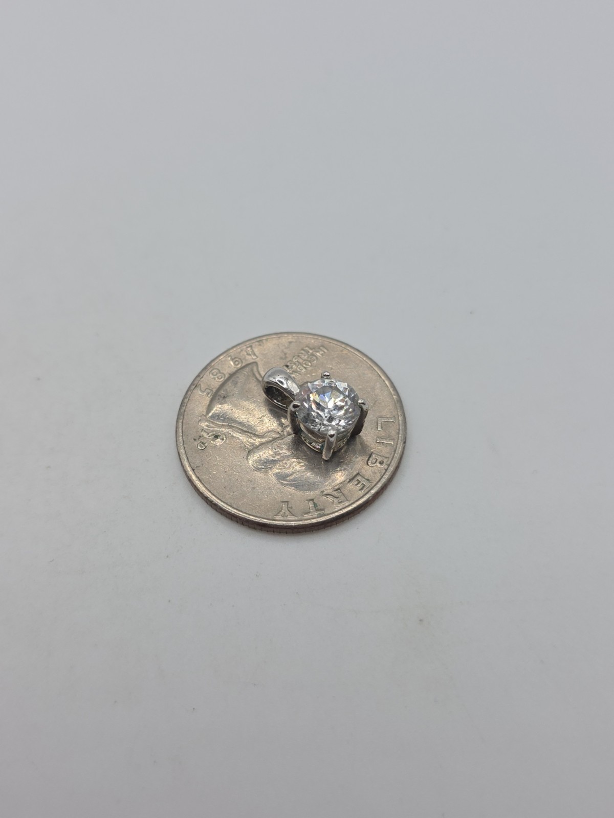 Sterling Silver 925 Solitaire Round CZ 6.5mm Pendant