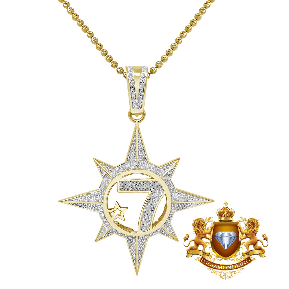 Mens Real Diamond Five Percenter Nation Allah Pendent 10K Gold Over Charm +Chain